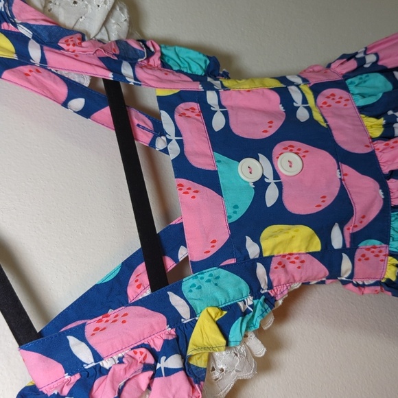 Eleanor Rose Dolly Dress Colorful Apple Print Eyelet Ruffles Girls Size 5-6 - Picture 2 of 5